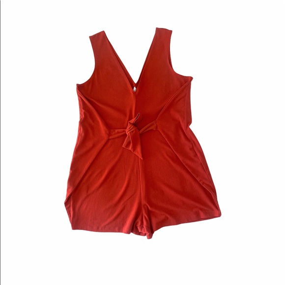 BCBGeneration Orange Waist Tie Romper - Picture 2 of 4